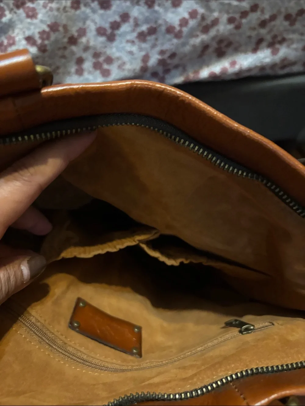 Patricia Nash Cognac Leather Studded Tote
